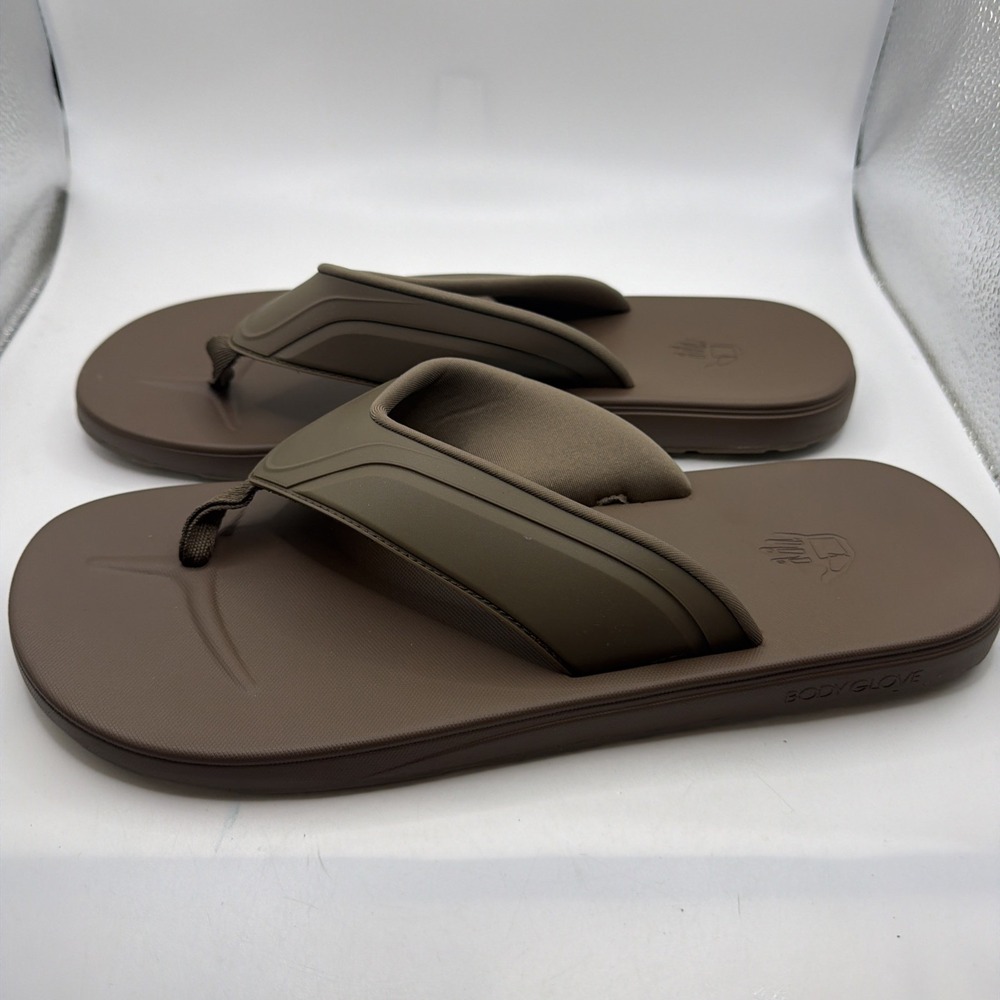 Body Glove Men's Comfort Footbed Flip Flop Sandals - Size 13- BROWN